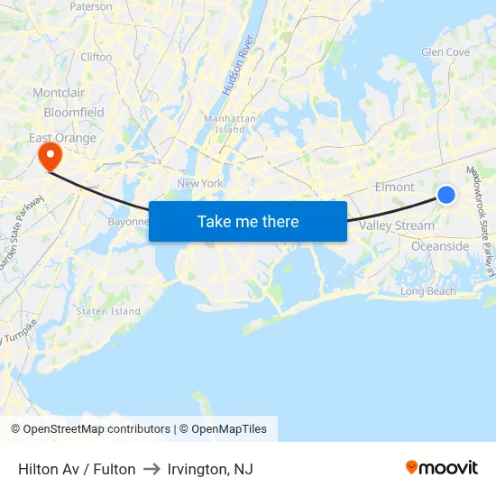 Hilton Av / Fulton to Irvington, NJ map