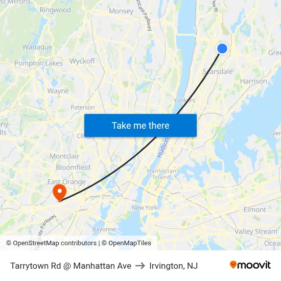 Tarrytown Rd @ Manhattan Ave to Irvington, NJ map