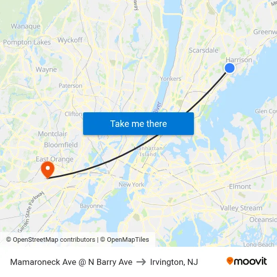 Mamaroneck Ave @ N Barry Ave to Irvington, NJ map