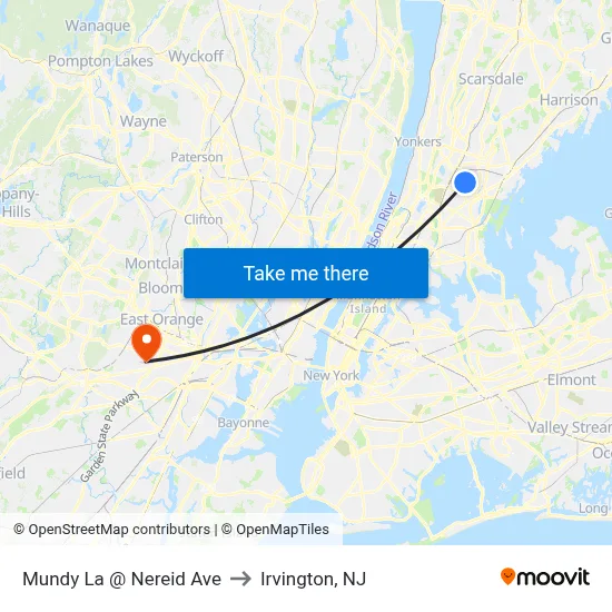 Mundy La @ Nereid Ave to Irvington, NJ map
