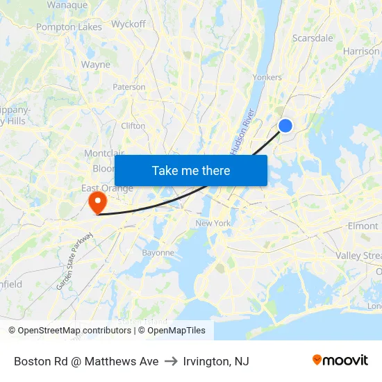 Boston Rd @ Matthews Ave to Irvington, NJ map