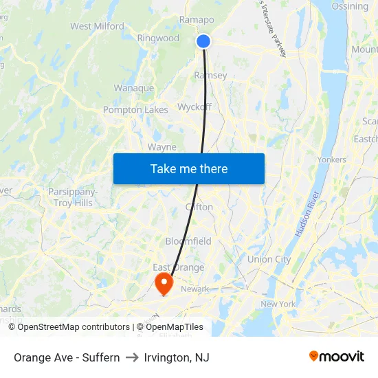Orange Ave - Suffern to Irvington, NJ map