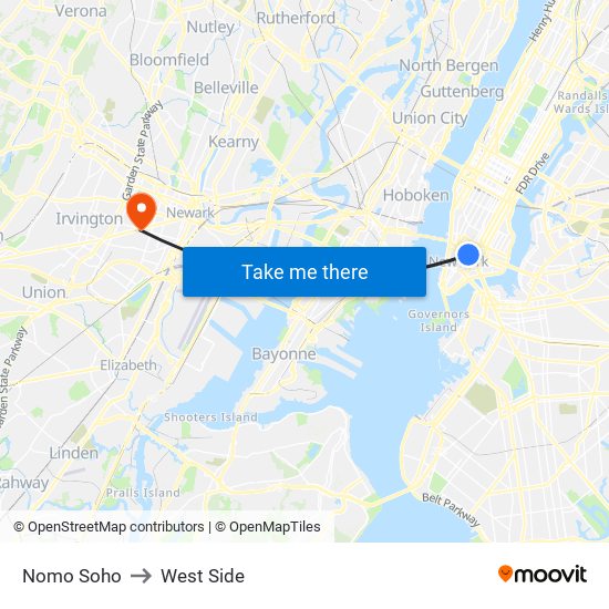 Nomo Soho to West Side map