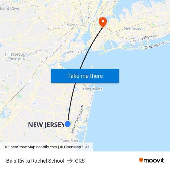 Bais Rivka Rochel School to CRS map