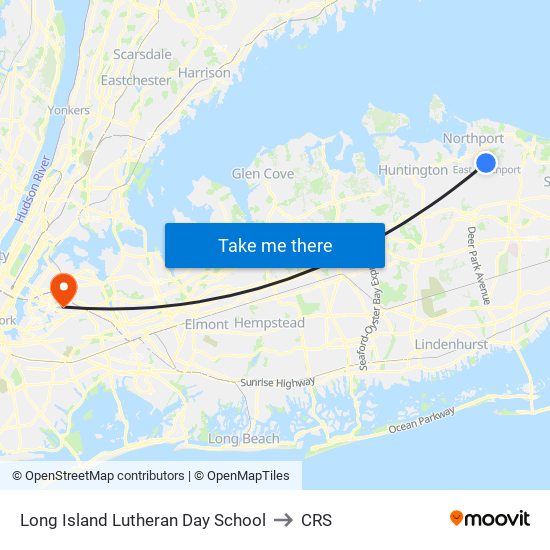 Long Island Lutheran Day School to CRS map