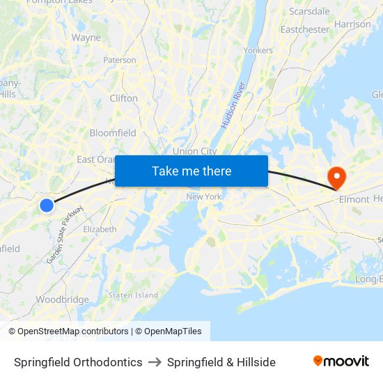 Springfield Orthodontics to Springfield & Hillside map