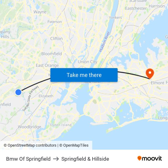 Bmw Of Springfield to Springfield & Hillside map