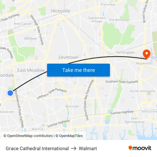 Grace Cathedral International to Walmart map