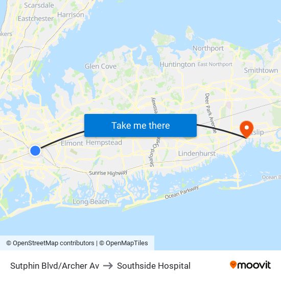 Sutphin Blvd/Archer Av to Southside Hospital map