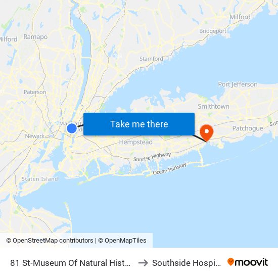 81 St-Museum Of Natural History to Southside Hospital map