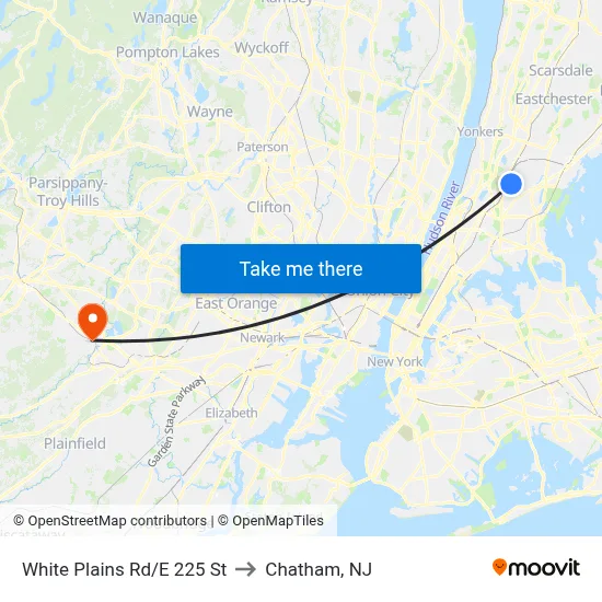 White Plains Rd/E 225 St to Chatham, NJ map