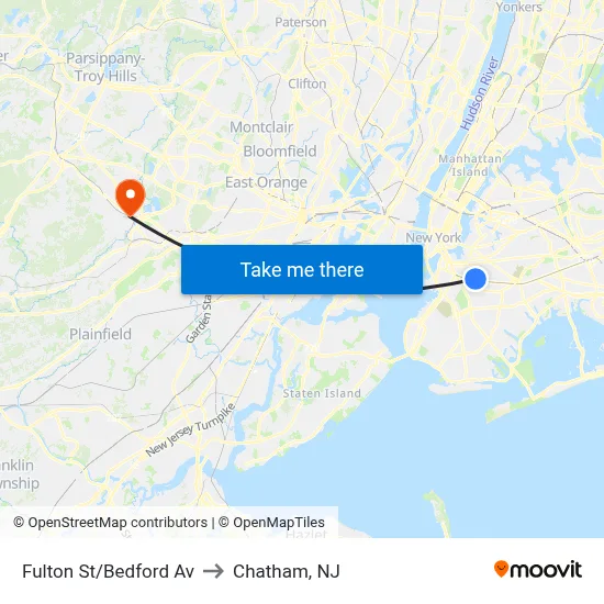 Fulton St/Bedford Av to Chatham, NJ map