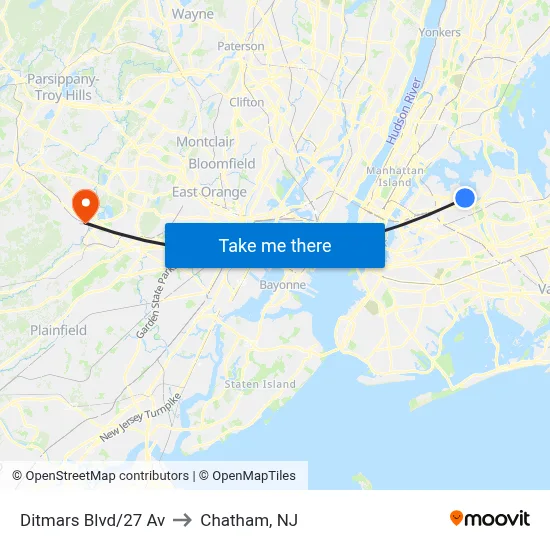 Ditmars Blvd/27 Av to Chatham, NJ map