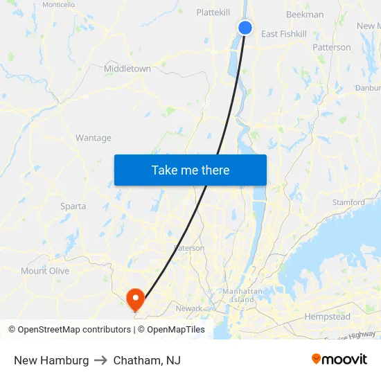 New Hamburg to Chatham, NJ map