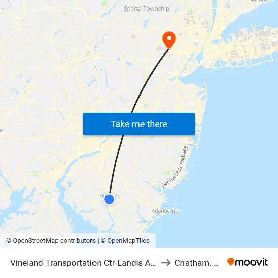 Vineland Transportation Ctr-Landis Ave to Chatham, NJ map