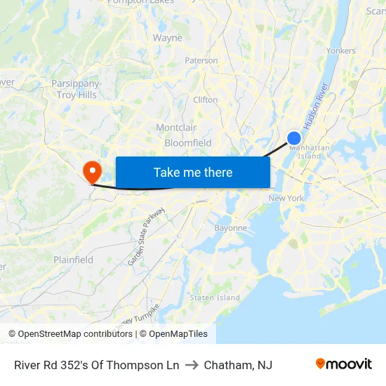 River Rd 352's Of Thompson Ln to Chatham, NJ map
