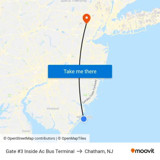 Gate #3 Inside  Ac Bus Terminal to Chatham, NJ map