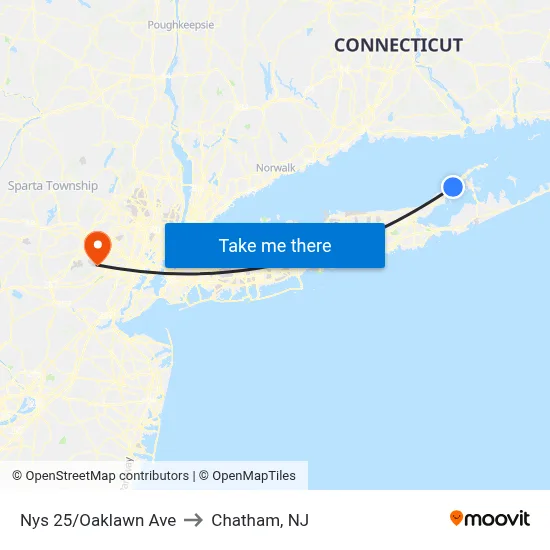 Nys 25/Oaklawn Ave to Chatham, NJ map