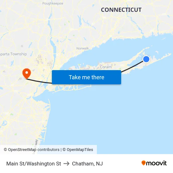 Main St/Washington St to Chatham, NJ map
