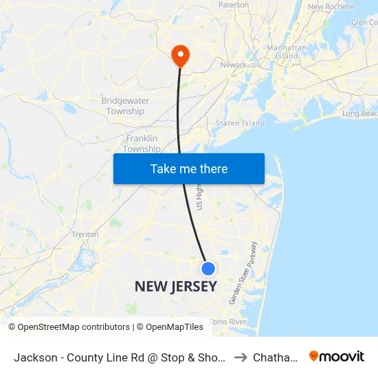 Jackson - County Line Rd @ Stop & Shop (Southbound) to Chatham, NJ map