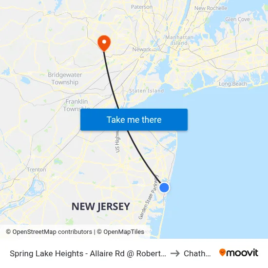 Spring Lake Heights - Allaire Rd @ Robertson Park (Southbound) to Chatham, NJ map