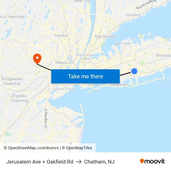 Jerusalem Ave + Oakfield Rd to Chatham, NJ map