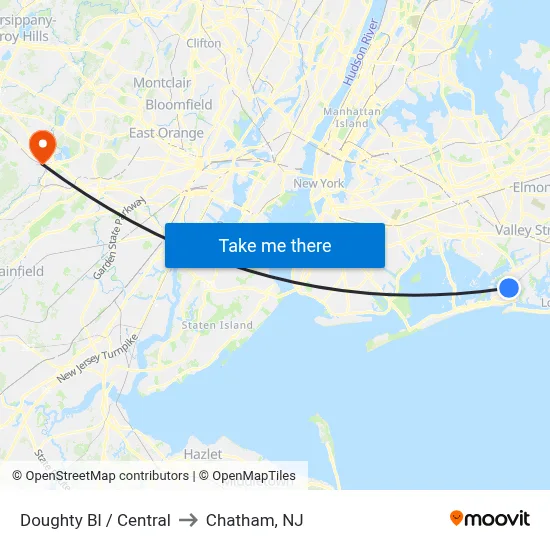 Doughty Bl / Central to Chatham, NJ map