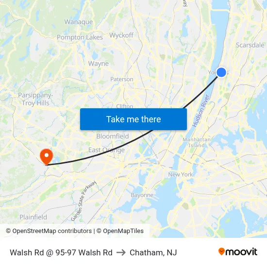 Walsh Rd @ 95-97 Walsh Rd to Chatham, NJ map