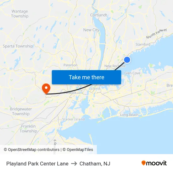 Playland Park Center Lane to Chatham, NJ map