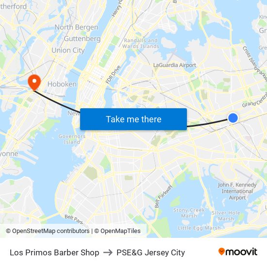 Los Primos Barber Shop to PSE&G Jersey City map