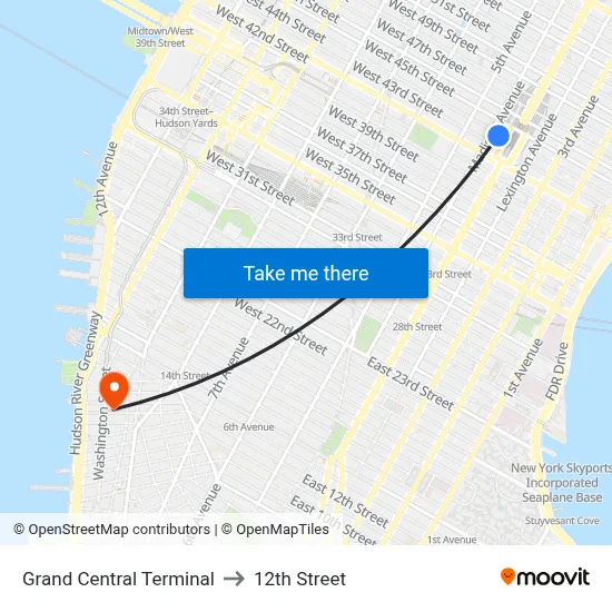 Grand Central Terminal to 12th Street map