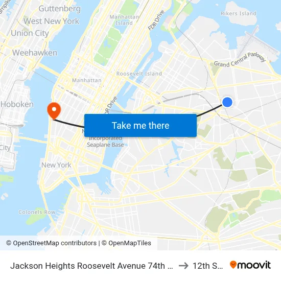 Jackson Heights Roosevelt Avenue 74th Street Station to 12th Street map