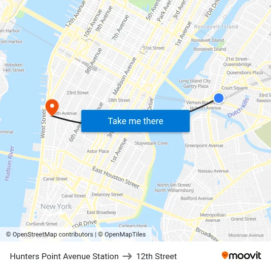 Hunters Point Avenue Station to 12th Street map