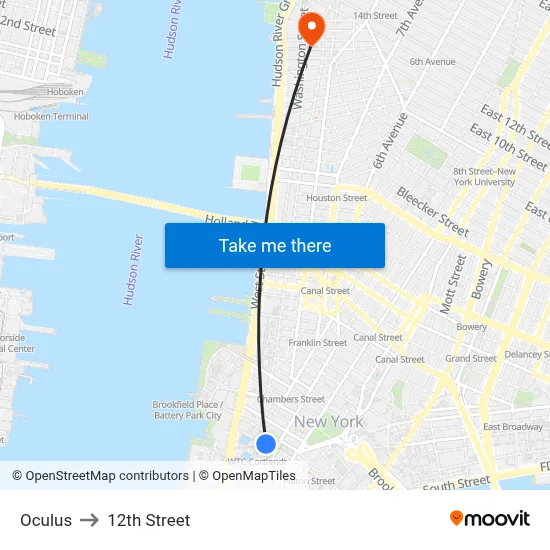 Oculus to 12th Street map