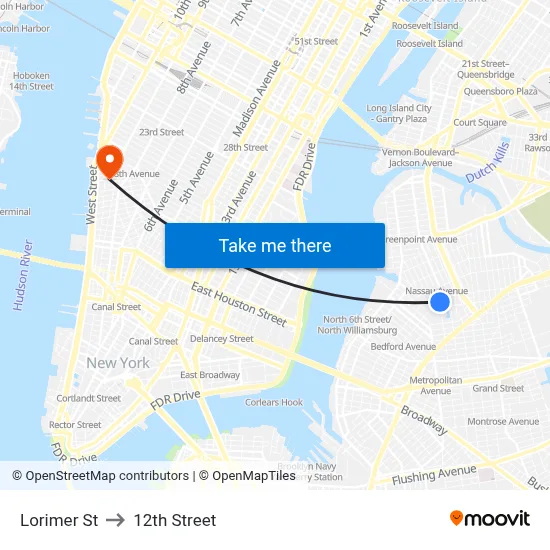 Lorimer St to 12th Street map