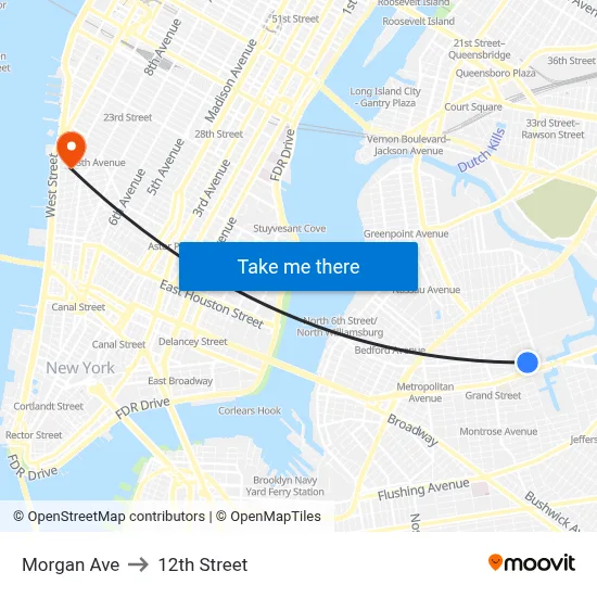 Morgan Ave to 12th Street map