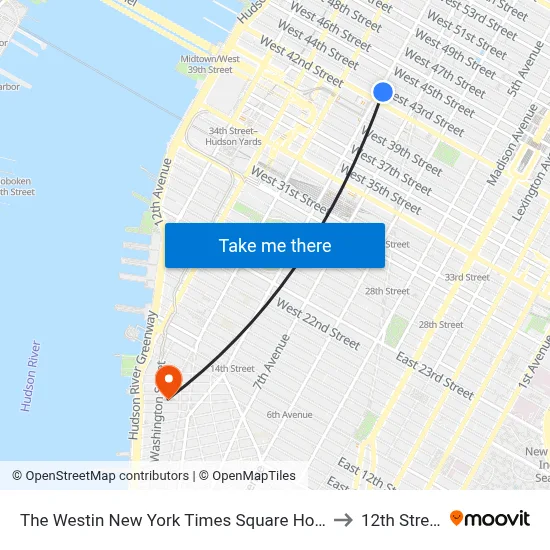 The Westin New York Times Square Hotel to 12th Street map