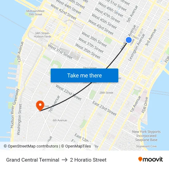 Grand Central Terminal to 2 Horatio Street map
