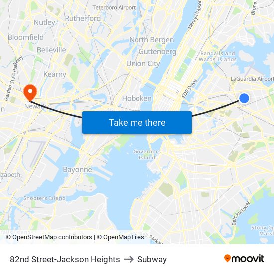 82nd Street-Jackson Heights to Subway map