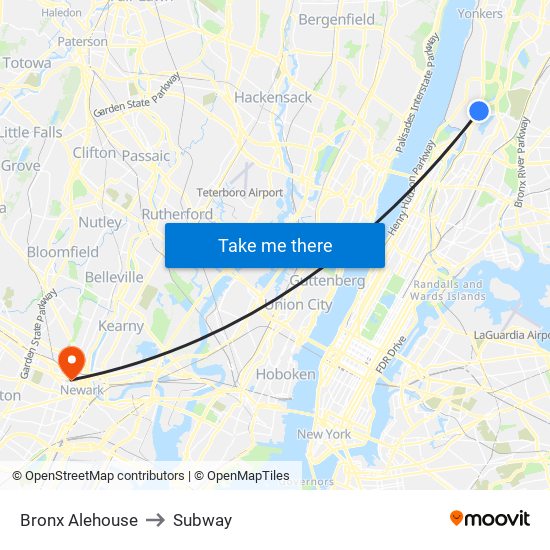 Bronx Alehouse to Subway map