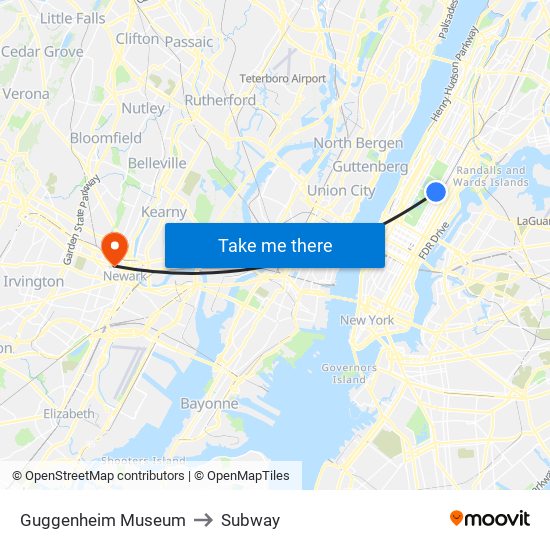 Guggenheim Museum to Subway map