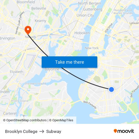 Brooklyn College to Subway map