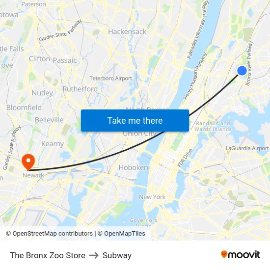 The Bronx Zoo Store to Subway map