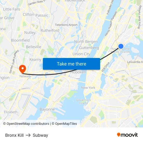 Bronx Kill to Subway map