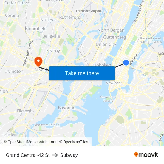 Grand Central-42 St to Subway map