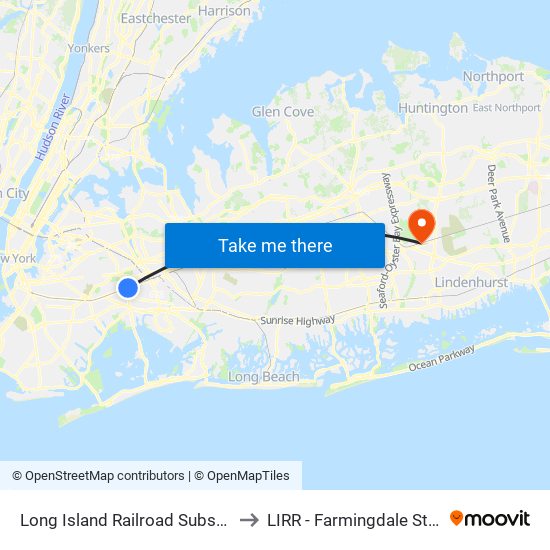 Long Island Railroad Substation to LIRR - Farmingdale Station map