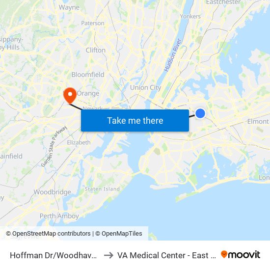 Hoffman Dr/Woodhaven Blvd to VA Medical Center - East Orange map