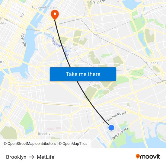 Brooklyn to MetLife map