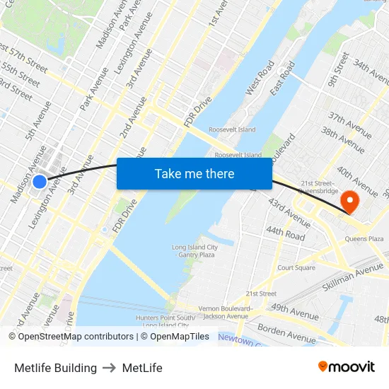 Metlife Building to MetLife map