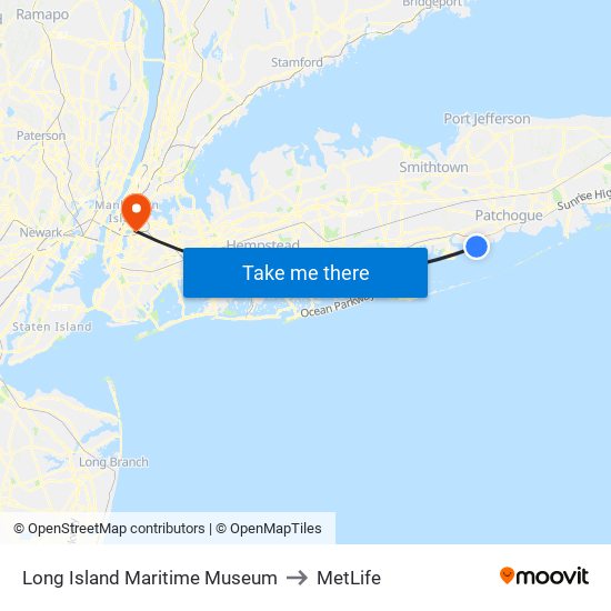 Long Island Maritime Museum to MetLife map